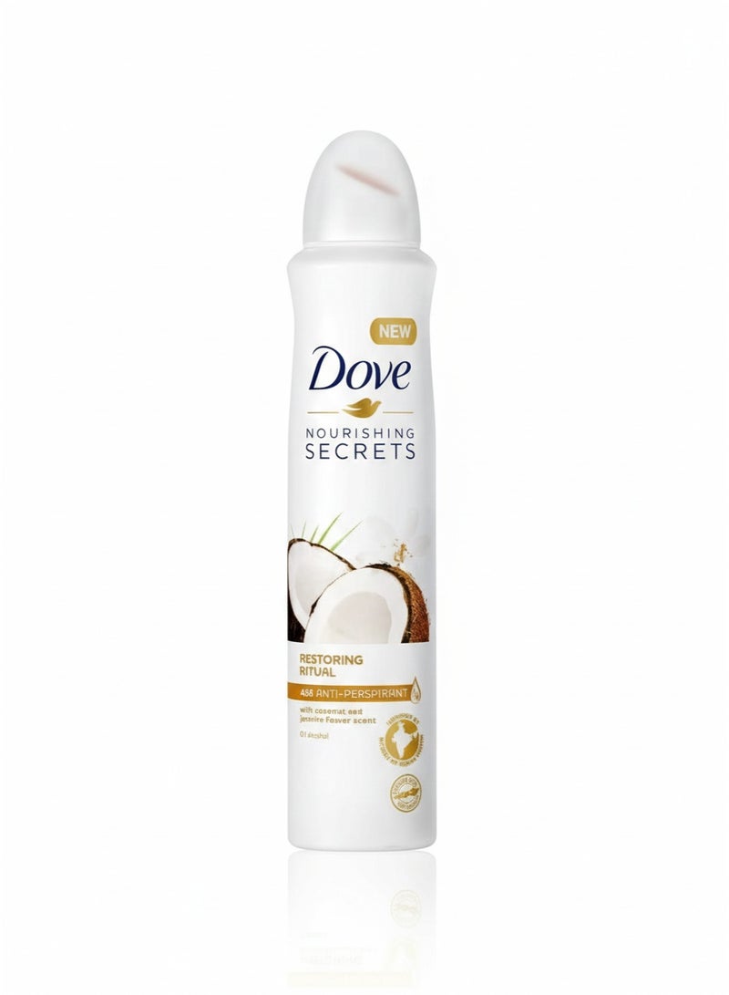 Dove Restoring Ritual Coconut & Jasmine Flower Antiperspirant Spray (250ml) – 48H Care & Exotic Freshness
